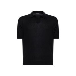 Tagliatore Men Black Silk Knit Polo Shirt